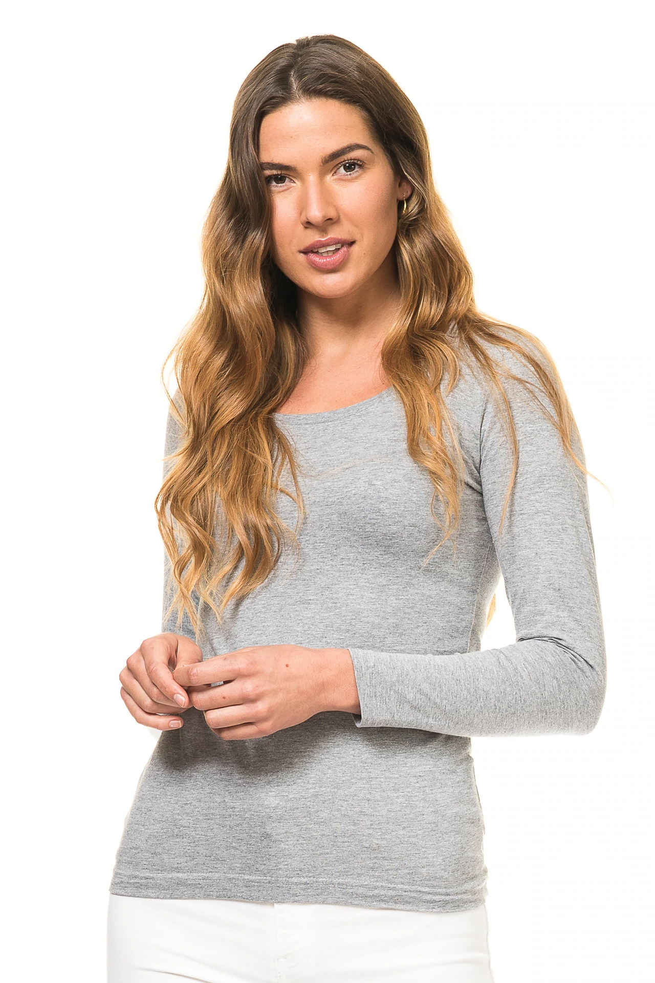 blanco dames t-shirt lange mouw slim fit - 165 g/m² 100% katoen - Afbeelding 3