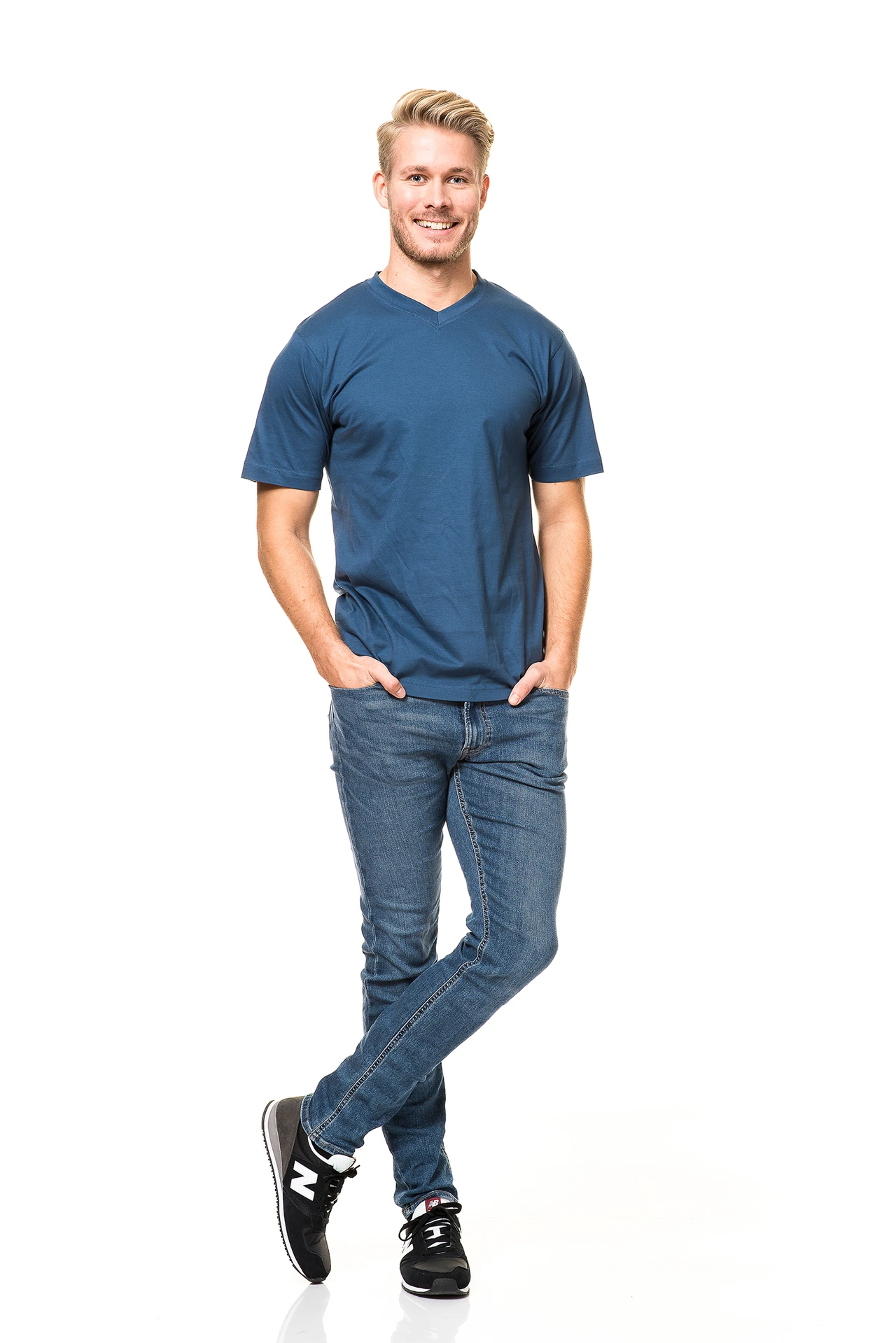 blanco klassiek t-shirt V-hals 100% katoen 165 g/m² - Bild 18