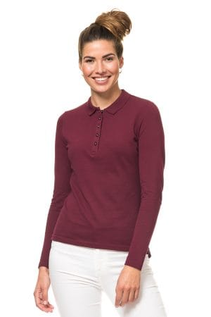 wit label dames polo lange mouw